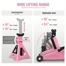 2 Ton For Truck SUV Pickup Low Profile Hydraulic Floor Jack+Ratchet Stands Pink - Pink - View 3