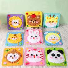 1 bộ Bộ dụng cụ vẽ tranh bằng dây DIY dành cho trẻ em, Đồ thủ công thêu kim hình động vật hoạt hình sáng tạo dành cho trẻ em, Đồ chơi giáo dục giải trí DIY, Thích hợp làm quà tặng cho trẻ em trong tiệc ngày lễ - Nhiều màu - Xem 12