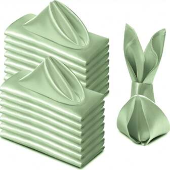 24pcs Polyester Satin Hemmed Napkins, 11.8"X11.8" & 17"X17", Suitable For Wedding, Hotel, Restaurant, Cafeteria, Christmas Dinner, Food Photography