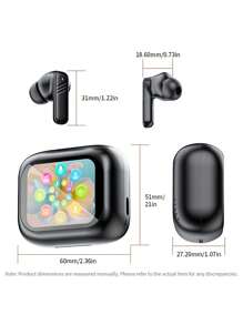 带智能触摸屏的主动式防噪耳塞 ANC，耳塞式耳机兼容 和 Android TWS 真无线耳塞，运动健身健身房跑步入耳式耳机 - 多色 - 查看 12