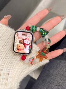 1pc Christmas Compatible With Apple Watch Band, Christmas Tree And Gingerbread Fashion Style - Multicolor - View 3
