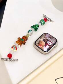 1pc Christmas Compatible With Apple Watch Band, Christmas Tree And Gingerbread Fashion Style - Multicolor - View 4