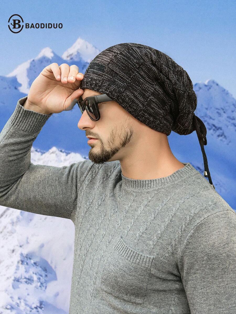 1 件装男士多用途针织帽，带围巾，保暖内衬，适合秋冬季