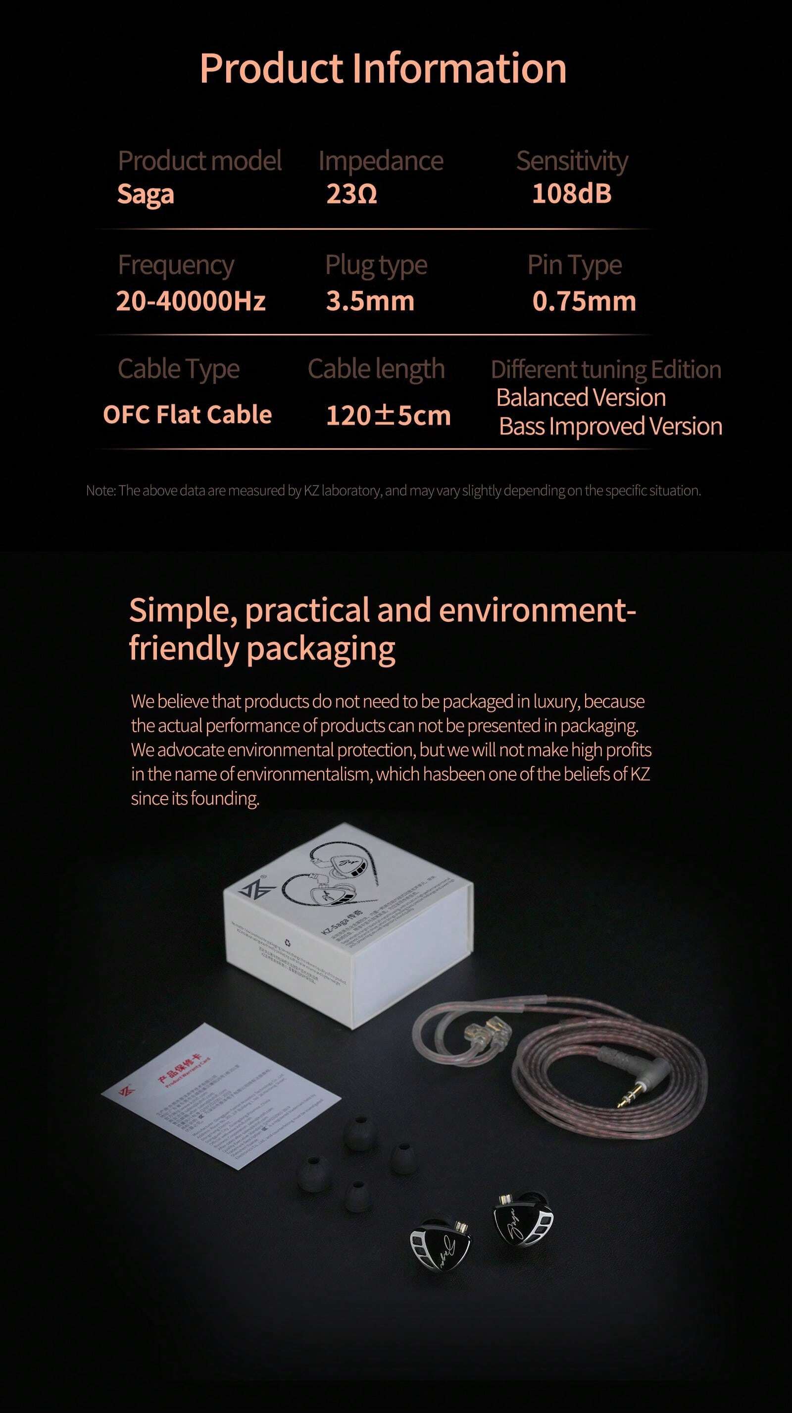 KZ KZ Saga Wired Earphone HIFI High Performance Metal Bass Improved 3