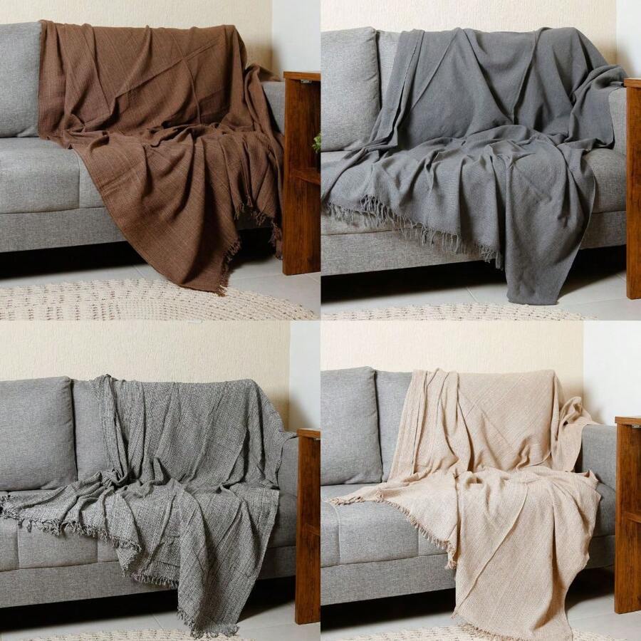 Giant King Sofa Blanket 3.00 X 1.80 Large Protective Decoration 100% Cotton - 米色 - 查看 1