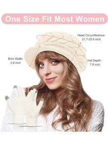 2 piezas Conjunto de gorro y guantes de punto para mujer, gorro de punto casual de moda, adecuado para uso diario en otoño/invierno, viajes al aire libre, senderismo, esquí, ciclismo, escalada, accesorios de invierno, atuendos de invierno