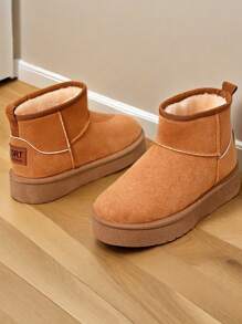 女士冬季靴子，带保暖内衬，厚底雪地靴，以及时尚保暖内衬户外寒冷天气靴子，带仿羊毛内衬 - 紫紅色 - 查看 4