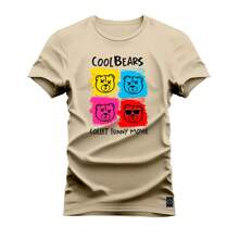 Nexstar Comfortable Printed Cotton T-Shirt Cool Bears T-Shirt - 米色 - 查看 1