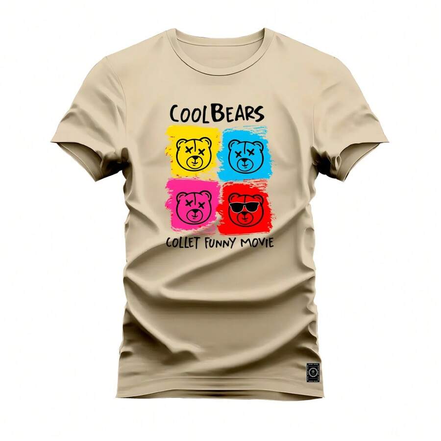 Nexstar Comfortable Printed Cotton T-Shirt Cool Bears T-Shirt - 米色 - 查看 1