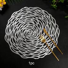 1pc/2pcs/4pcs/6pcs/8pcs Perforated Rose Gold Foil PVC Heat Insulation Non-Slip Mat, For Hotel & Restaurant Decor - Hollow Rose Placemat - View 12