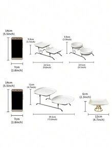 1 套 2 层陶瓷托盘，简约风格蛋糕架，适合万圣节、圣诞节礼物、婚礼、派对、下午茶、甜点、水果