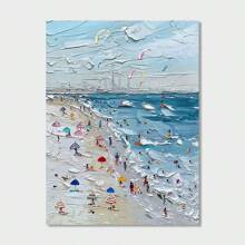 1PC Charming Ocean Beach & Sun Umbrella Canvas Art Print - Waterproof Wall Decor For Living Room, Bedroom, Bathroom, Kitchen, Bar - Perfect Gift,UnframedUnframed