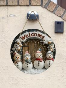 1 件木制雪人花环标志装饰 - 冬季 - 前门装饰，适用于房间工艺装饰、后院、露台、海滩酒吧、卧室、墙壁悬挂（8x8 英寸 20CMx20CM） - 多色 - 查看 7