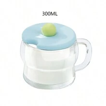 1 件高品质透明玻璃杯，多功能，适用于咖啡、早餐，带盖、吸管和手柄 - 彩色 - 查看 10