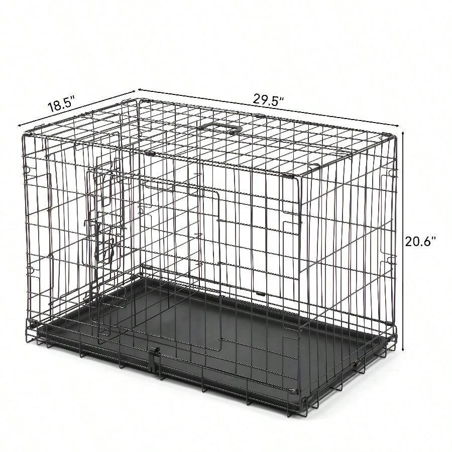 Versatile Steel Pet Kennel With Multiple Locking Doors, Removable Tray