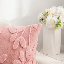 1pc Plush Embossed Decorative Cushion Cover, Simple Square Pillow Case Suitable For Living Room/Bedroom Use All Seasons (Without Filling)