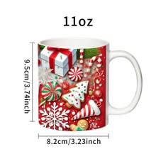 1 件 11 盎司陶瓷杯，圣诞装饰元素，带手柄的便携式杯子，送给朋友和家人的理想礼物，圣诞派对饮具，圣诞前惊喜 - 彩色 - 查看 3