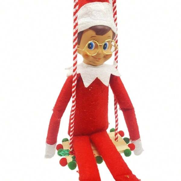 Altalena di Natale in legno per bambole, accessori per libreria, oggetti in miniatura per scene natalizie, decorazioni per feste di Natale