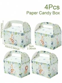 Caja de regalo con tema de dinosaurio, 4 piezas. Caja de papel con patrón de animales de la jungla de dinosaurio, bolsa de caramelos con asa. Decoración para fiesta de cumpleaños, decoración de fiesta de dinosaurios, decoración de fiesta de la jungla, decoración de cumpleaños, empaque para galletas, cupcakes, bocadillos. - Multicolor - Ver 11