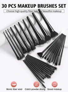 ALL-IN-1 54/49/42/44/24/9/3pcs Makeup Brush Set Includes 30pcs Brushes (Powder, Blush, Highlight, Eyeshadow, Mascara, Eyeliner, Contour Brushes), 6pcs Makeup Sponge, 6pcs Triangle Sponges, 3pcs Mini Cosmetic Sponges, 3pcs Round Puff, 2pcs Wrist Band, 1pc Headband For Makeup Prep