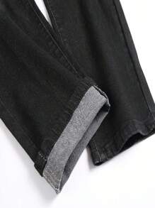 Men's Ripped Jeans Straight Leg Stretch Skinny Jeans For Men, Slim Fit Denim Pants - Black - View 5