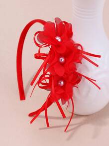 7/1pc Pear Mesh Hairbands Headband With Artificial Flowers, Cocktail, Wedding,Holiday Party Photo Shoot Dress Up Hair Accessories