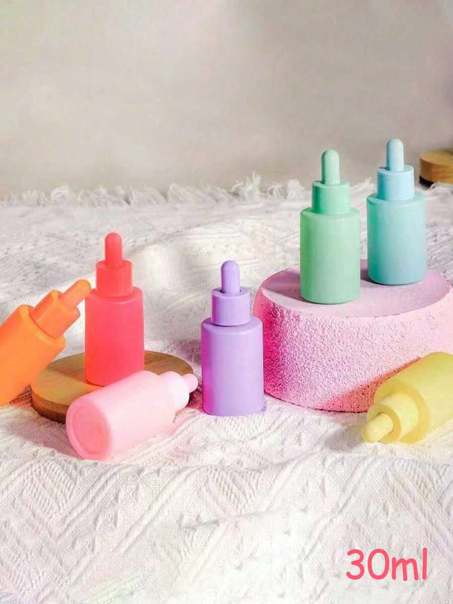 30ml 平肩玻璃，马卡龙色精油瓶，滴管瓶空可再填充磨砂精华精油瓶带玻璃吸管用于化妆品、旅行容器、便携且节省空间、日常携带、户外旅行、家庭使用﻿ - 彩色 - 查看 1