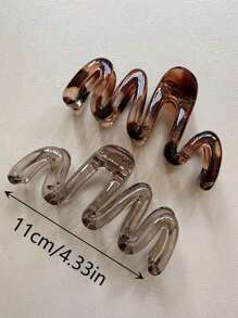 2 件优质波浪发夹，大号弹性发夹，适合发髻，女士发饰 - 混色2件套裝 - 查看 4