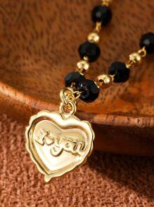 1 件欧美时尚心形吊坠串珠项链，电镀，奢华优雅，适合婚礼、宴会和日常佩戴 - 彩色 - 查看 10