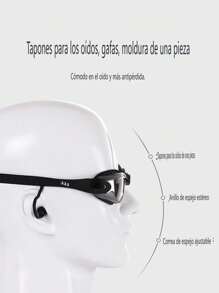 Kit de Natación 4 en 1, Equipo de Natación que Incluye Gafas de Natación con Auriculares Integrados, Gorro de Natación, Auriculares y Clips para la Nariz, Adecuado para Hombres y Mujeres Adultos y Niños - Negro - Ver 6