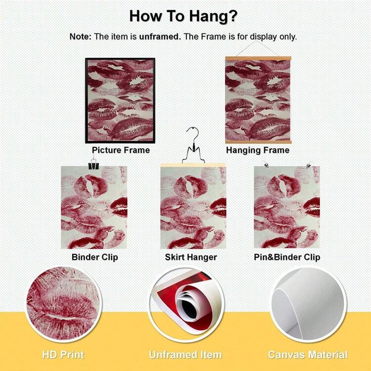 1/2pcs Vintage Red Kiss Lips Prints Canvas Posters, Red Mouth Kisses Wall Art Home Decor,Suitable For Living Room, Bedroom,College Apartment, Home Decoration,No Frames Include