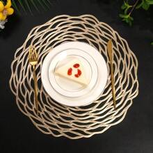 1pc/2pcs/4pcs/6pcs/8pcs Perforated Rose Gold Foil PVC Heat Insulation Non-Slip Mat, For Hotel & Restaurant Decor - Hollow Rose Placemat - View 3