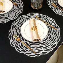 1pc/2pcs/4pcs/6pcs/8pcs Perforated Rose Gold Foil PVC Heat Insulation Non-Slip Mat, For Hotel & Restaurant Decor - Hollow Rose Placemat - View 6