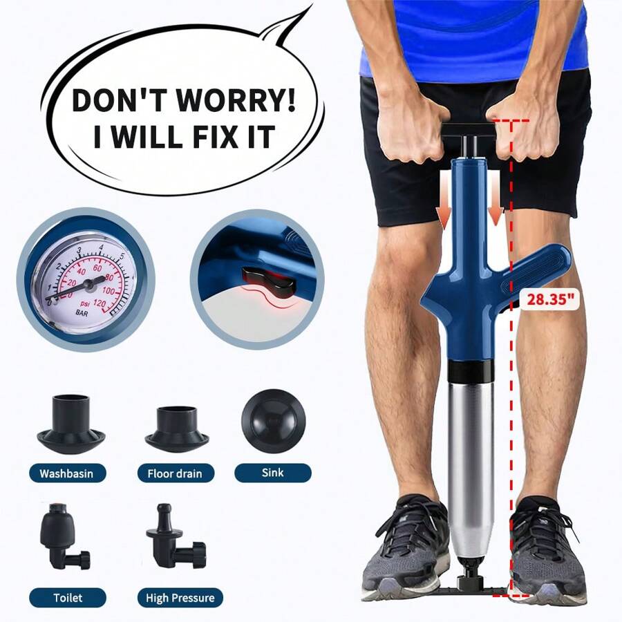 High Pressure Air Toilet Plunge Unclogged For Toilets, Bathroom Floor