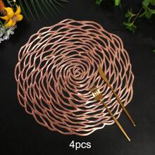 1pc/2pcs/4pcs/6pcs/8pcs Perforated Rose Gold Foil PVC Heat Insulation Non-Slip Mat, For Hotel & Restaurant Decor - Hollow Rose Placemat - View 17