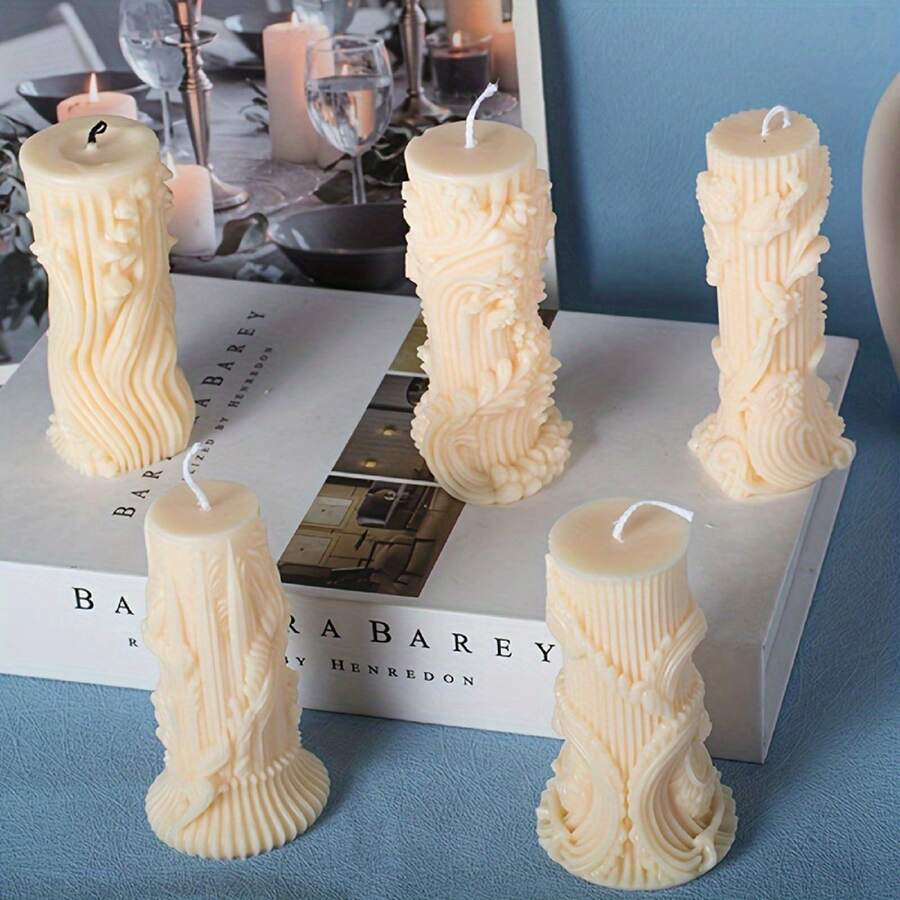 Silicone Candle Molds Set, 3D Baroque Irregular Shaped Molds Silicone