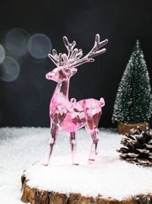 1Pc Christmas Crystal Reindeer Hanging Ornament,Light Pink Clear Acrylic Deer Pendant,Christmas Tree Decor,Christmas Decoration,Holiday Figurine,Festive Ornament For Home Decor,Xmas Party Supplies,
