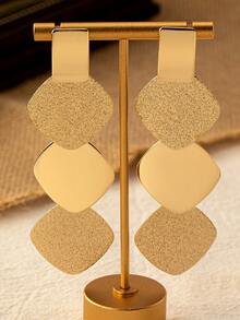 一对几何方形吊坠耳环，百搭款式，适合女性参加派对、聚会、日常佩戴，也是节日礼物的理想之选。 - 耳環 - 查看 3