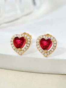 1 Set Pure Silver Necklace, Earrings And Ring Jewelry Set, Hypoallergenic Design With Vibrant Red Heart And Love Shape Elements, Paired With Elegant Square Red Cubic Zirconia, Showcasing Your Refined, Romantic And Versatile Charm.