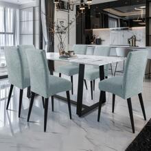 CYCMACO Chair Covers With Backrest 4/6 Pieces, Kitchen Chair Covers, Stretch Chair Cover, Universal Dining Room Chair Covers, Washable Removable, Easy To Clean - 霧霾藍 - 查看 2