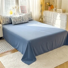 4 Stücke Polyester Bettbezug Set, weiches atmungsaktives Federn Muster Bettwäsche Set, geeignet für Schlafzimmer, Gästezimmer (1*Bettlaken + 1*Bettbezug + 2*Kissenbezug, ohne Füllung)