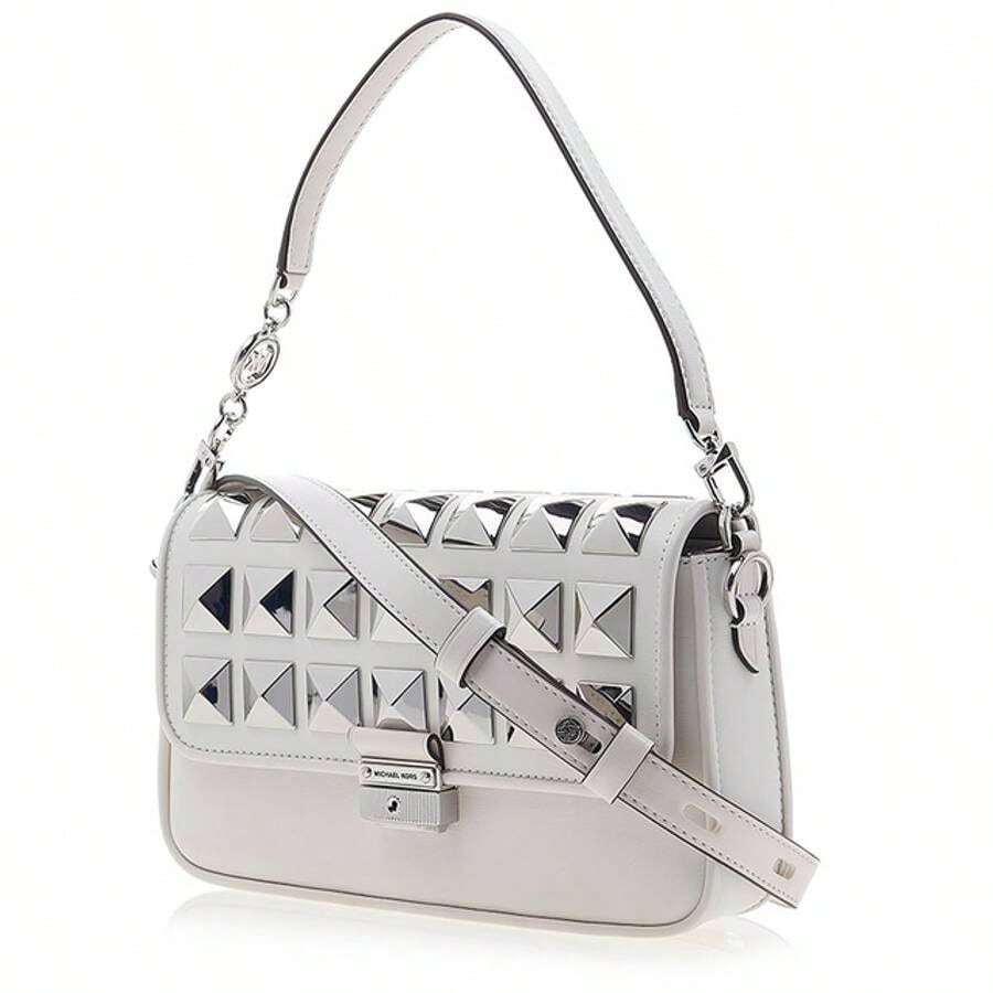 Michael Kors Women's Studded Leather Shoulder Bag White SHEIN USA