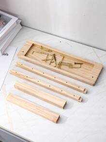 1 Giá trưng bày đồ trang sức bằng gỗ nhiều lớp tự làm có móc kim loại, đựng hoa tai, kẹp tóc, vòng tay, thích hợp để trưng bày tại cửa hàng trang sức - Móc sắt gỗ nguyên khối 2-4 lớp - Xem 2