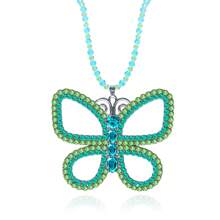 rongji jewelry 13 Going On 30 Large Butterfly Choker Necklace Bead Chain Crystal Butterfly Pendant Necklace For Women Elegant Costume Jewelry