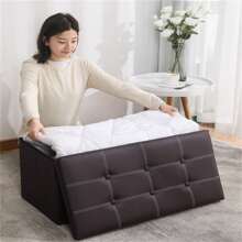 Large Seater Folding Storage Ottoman Pouffe Bench Seat Blanket Toy Chest Box UK - Black - View 10