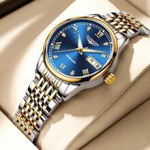 1 件 GUANQIN 防水夜光手表，带双日历水钻表盘耐磨不锈钢表带时尚商务奢华经典休闲自动上链女士自动机械表适合节日、约会、商务、礼物 - 彩色 - 查看 1