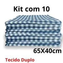 KIT 10 Extra Large Checkered Floor Cloth Cleaning Cloth 65x40 - Blue and White - View 1