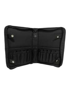 1 Porta-pennelli professionali per truccatori, pieghevole con cerniera, spaziosa, capacità grande, 14 fori in PU o 29 fori in tela, custodia portaoggetti cosmetici portatile con tasca, organizer per pennelli trucco, custodia da viaggio pieghevole e in piedi,  per conservare i cosmetici, portatile, durevole e asciuga rapidamente - pennelli non inclusi, accessori per il bagno, organizer per il trucco, decorazioni per il bagno, articoli per vacanze estive, accessori per il ritorno a scuola - nero - Visualizzare 12