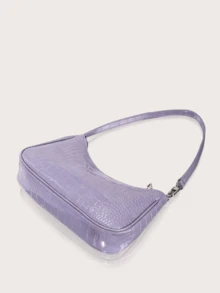 Túi đeo hông nữ họa tiết da cá sấu màu trơn, thích hợp cho việc đi lại hàng ngày và du lịch - Màu tím - Xem 3