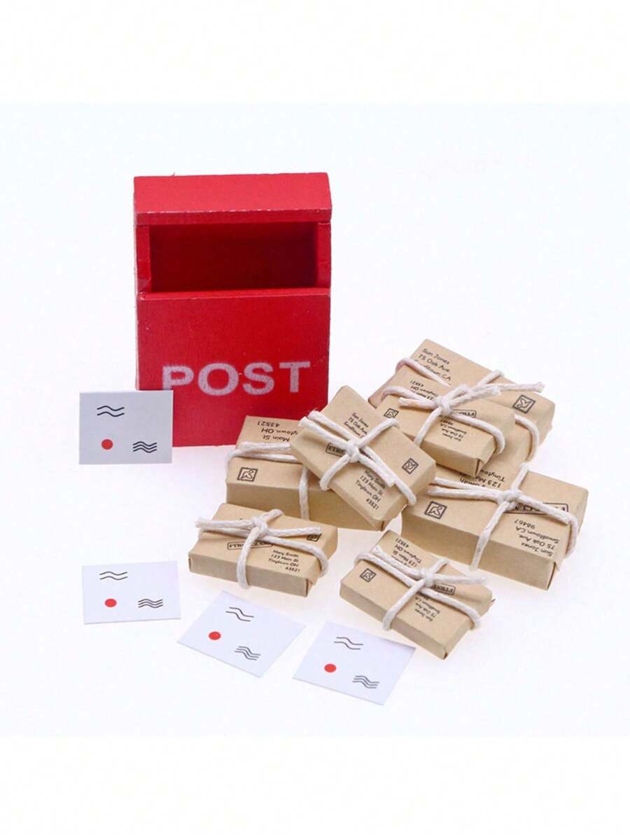 7-Piece 1:12 DIY Simulated Mailbox Set, Home Decoration, Room Decoration, Doll House Outdoor Door Miniature Scene Decoration, Party Gift, Miniature Doll House, Miniature Decorative Doll House, Bedroom Ornaments Birthday